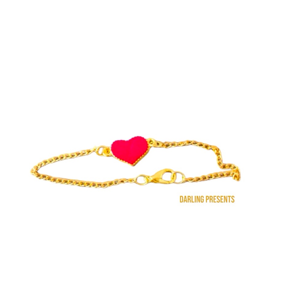 Acrylic Heart Chain Bracelet Women Color Red & Gold